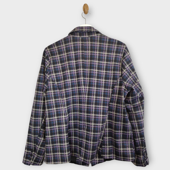 Torrid Blazer Womens 1X Purple Multi Plaid Double Knit Office Career Coat Jacket - Picture 3 of 10